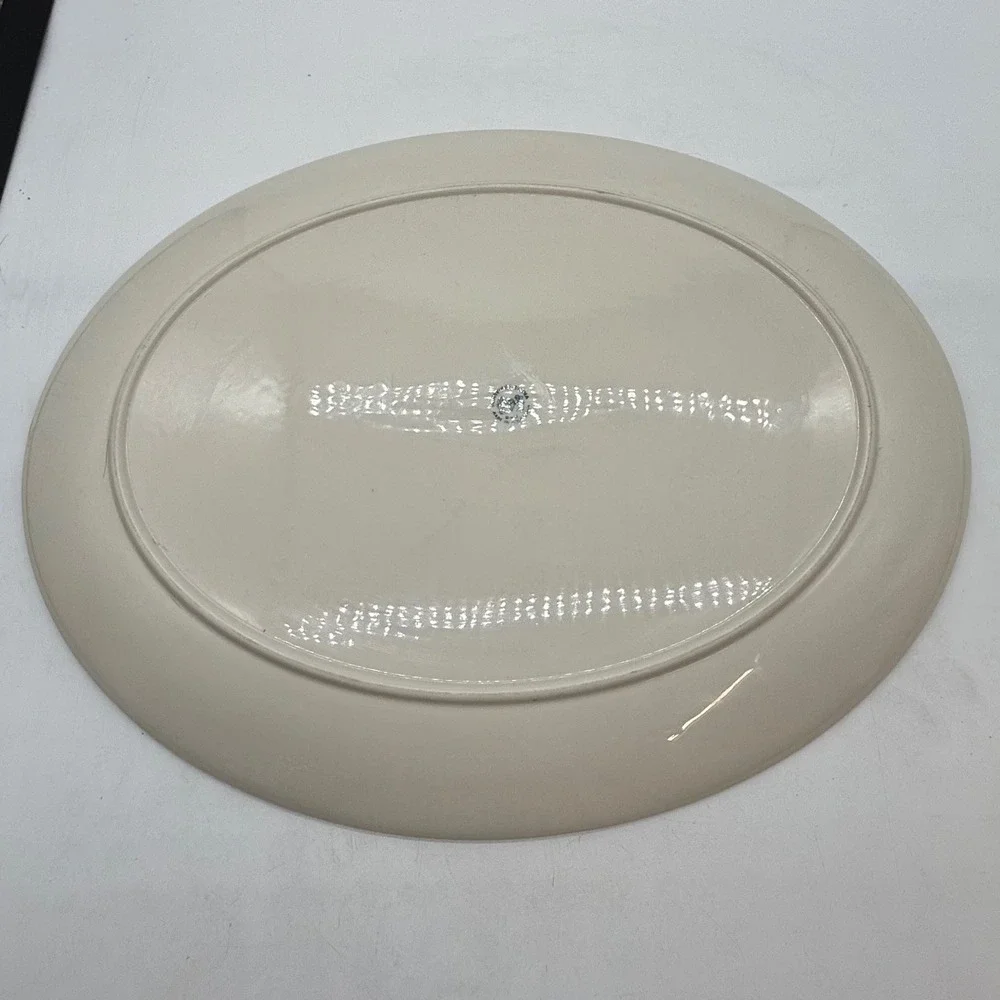 Flintridge China Pink White Floral Vine Oval Serving Platter California MCM‎ Vtg